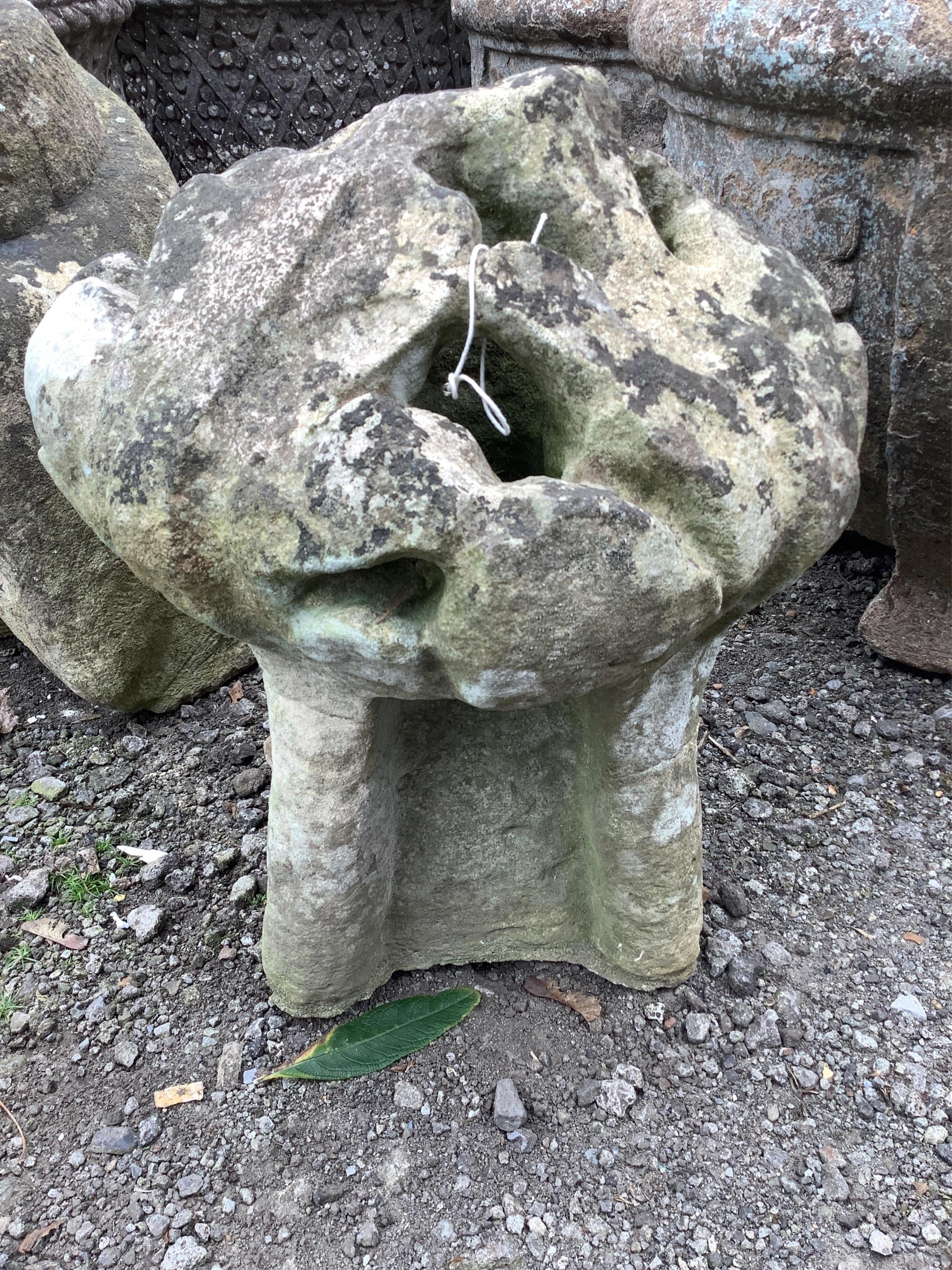 A Gothic sculpted limestone crocheted finial, height 38cm. Condition - fair